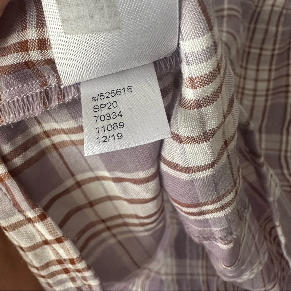 LOFT Frosted Lavender Ruffled Plaid Blouse Size Small - Picture 8 of 11